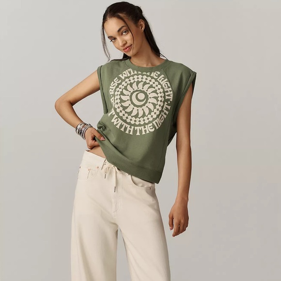 Pilcro Tops - NWOT Real Fun, Wow! x Pilcro Rise with the Night Graphic Muscle Tee
